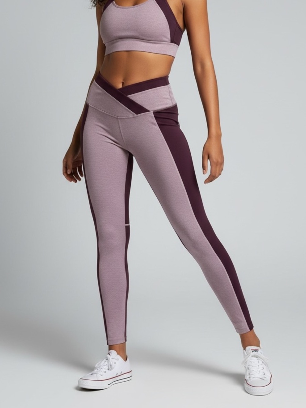 Athleta Chroma 7/8 Tight XSP Maroon Pink Colorblock Crossover